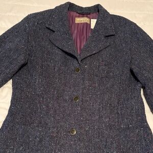 Vtg Liz Claiborne Lizwear Blue Tweed Blazer Jacket. Sz 10